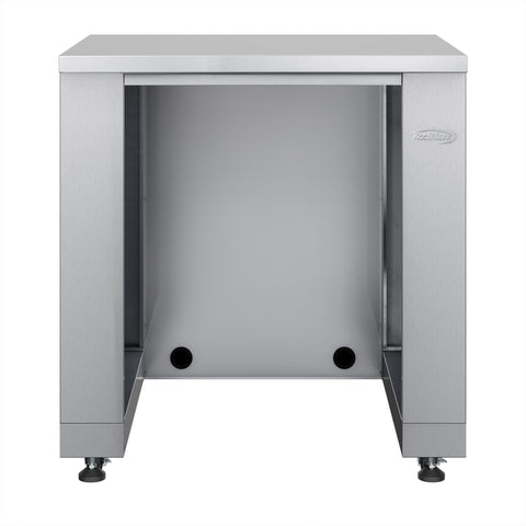 KoolMore Outdoor Kitchen Series Modular Kitchen with a Dual Fuel Pizza Oven, Corner Cabinet, Refrigerator and Cabinet, Sink, Side Burner and 30 in. BBQ Grill with Cabinet in Stainless-Steel (KM-OKSKIT-CONFIG113)