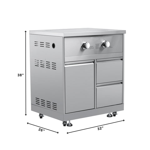 KoolMore Outdoor Kitchen Series Modular Kitchen with a Dual Fuel Pizza Oven, Corner Cabinet, Refrigerator and Cabinet, Sink, Side Burner and 30 in. BBQ Grill with Cabinet in Stainless-Steel (KM-OKSKIT-CONFIG113)