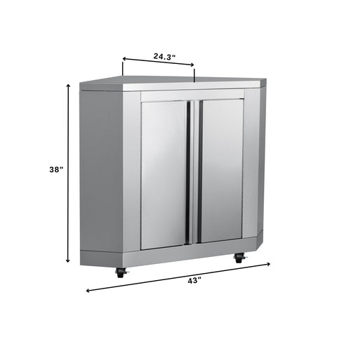 KoolMore Outdoor Kitchen Series Modular Kitchen with a 30 in. BBQ Grill And Grill Cabinet, Corner Cabinet, Sink, Refrigerator and Cabinet in Stainless-Steel (KM-OKSKIT-CONFIG115)