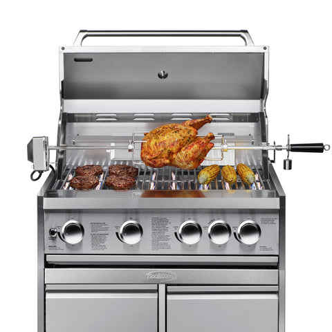 KoolMore Outdoor Kitchen Series Modular Kitchen with a Wood Fire Pizza Oven, Refrigerator and Cabinet, Sink, 30 in. BBQ Grill and Grill Cabinet in Stainless-Steel (KM-OKSKIT-CONFIG117)