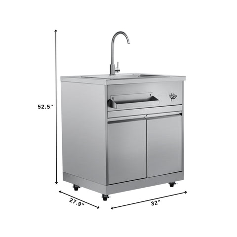KoolMore Outdoor Kitchen Series Modular Kitchen with a Dual Fuel Pizza Oven, Refrigerator and Cabinet, Sink, 30 in. BBQ Grill And Grill Cabinet in Stainless-Steel (KM-OKSKIT-CONFIG118)