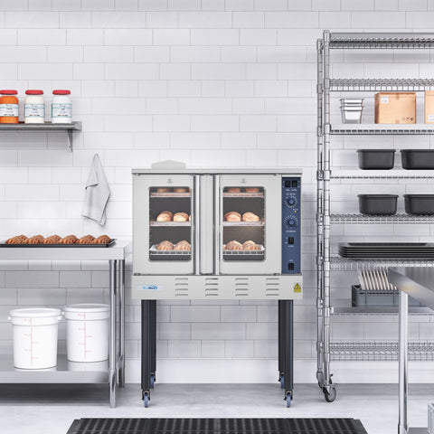 38 in. Full Size Single Deck Commercial Natural Gas Convection Oven 54,000 BTU With Casters