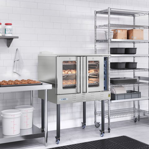 38 in. Full Size Single Deck Commercial Natural Gas Convection Oven 54,000 BTU With Casters