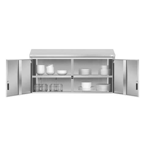 60 in. Kitchen Wall Cabinet with Hinged Doors and 2 shelves in Stainless-Steel (KM-WMC-1560-S)