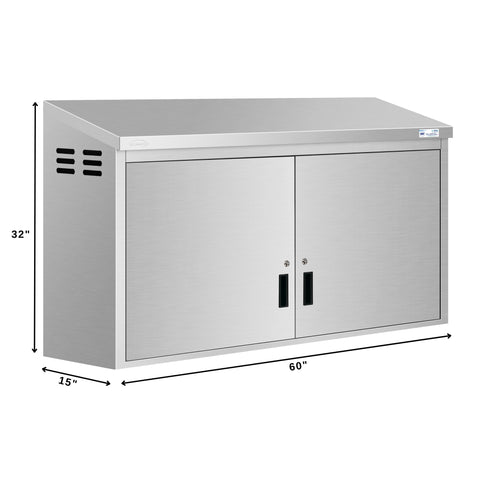 60 in. Kitchen Wall Cabinet with Hinged Doors and 2 shelves in Stainless-Steel (KM-WMC-1560-S)