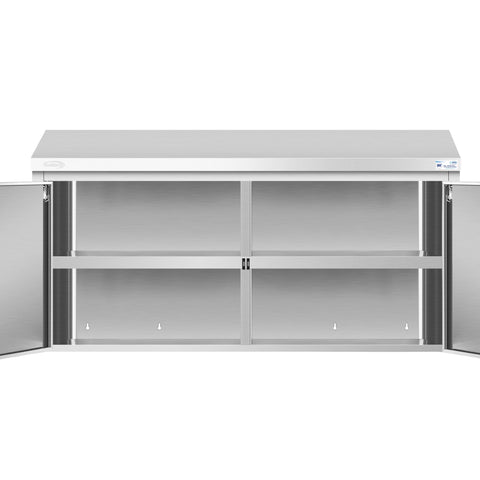 60 in. Kitchen Wall Cabinet with Hinged Doors and 2 shelves in Stainless-Steel (KM-WMC-1560-S)