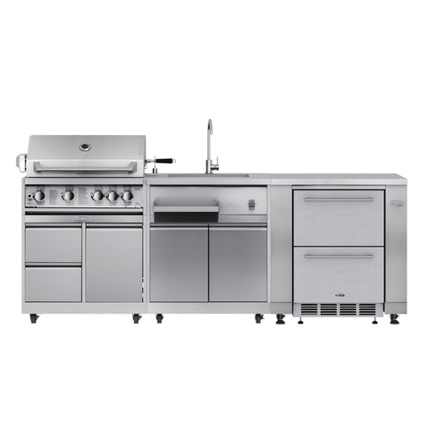 KoolMore Outdoor Kitchen Series Modular Kitchen with a 30 in. BBQ Grill And Grill Cabinet, Sink, Refrigerator and Cabinet in Stainless-Steel (KM-OKSKIT-CONFIG116)