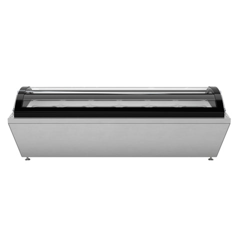 45 in. 6-Pan Countertop Ice Cream Display Freezer with Curved Glass Top in Stainless-Steel