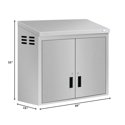 36 in. Kitchen Wall Cabinet with Hinged Doors and 2 shelves in Stainless-Steel (KM-WMC-1536-S)