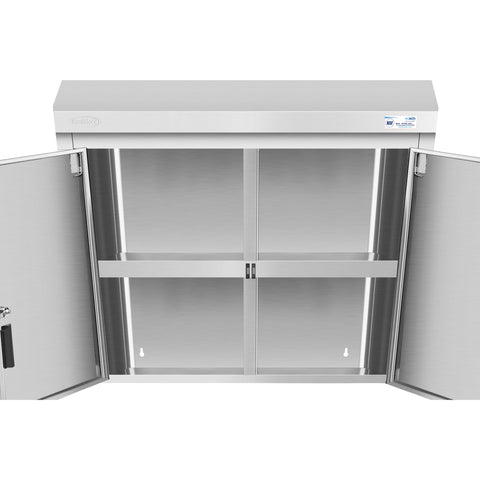 36 in. Kitchen Wall Cabinet with Hinged Doors and 2 shelves in Stainless-Steel (KM-WMC-1536-S)