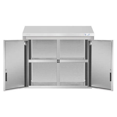 36 in. Kitchen Wall Cabinet with Hinged Doors and 2 shelves in Stainless-Steel (KM-WMC-1536-S)