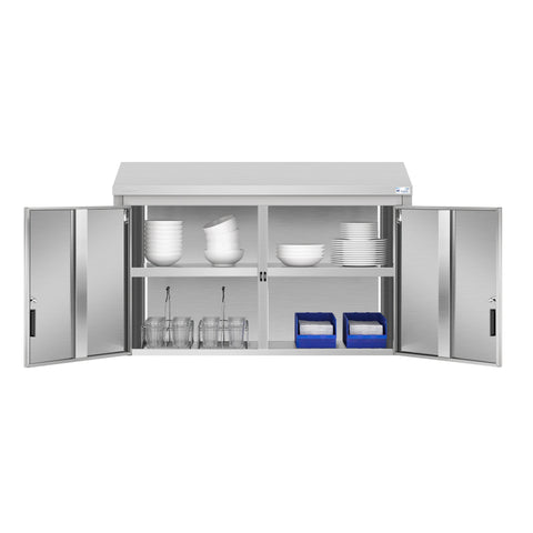 48 in. Kitchen Wall Cabinet with Hinged Doors and 2 shelves in Stainless-Steel (KM-WMC-1548-S)