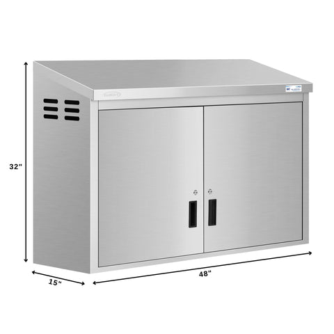 48 in. Kitchen Wall Cabinet with Hinged Doors and 2 shelves in Stainless-Steel (KM-WMC-1548-S)