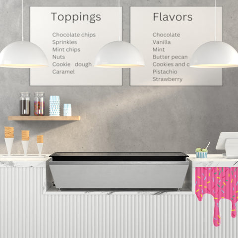 45 in. 6-Pan Countertop Ice Cream Display Freezer with Glass Top in Stainless-Steel