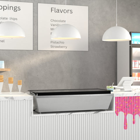 45 in. 6-Pan Countertop Ice Cream Display Freezer with Glass Top in Stainless-Steel
