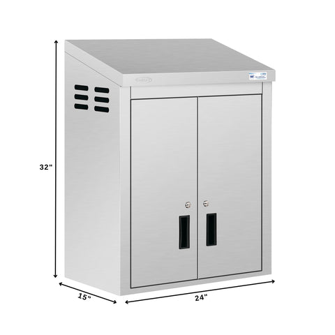 24 in. Kitchen Wall Cabinet with Hinged Doors and 2 shelves in Stainless-Steel (KM-WMC-1524-S)