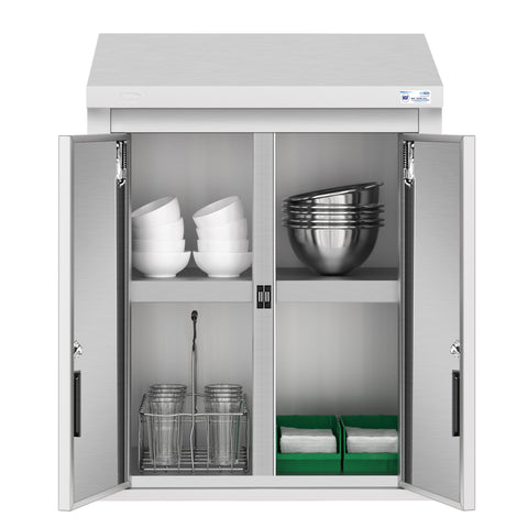 24 in. Kitchen Wall Cabinet with Hinged Doors and 2 shelves in Stainless-Steel (KM-WMC-1524-S)