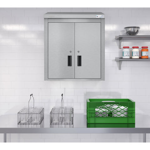 24 in. Kitchen Wall Cabinet with Hinged Doors and 2 shelves in Stainless-Steel (KM-WMC-1524-S)