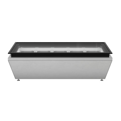 39 in. 5-Pan Countertop Ice Cream Display Freezer with Glass Top in Stainless-Steel