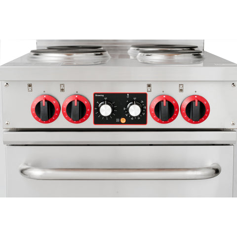 24 in. Commercial Electric Range with 4 Burners and 1 Standard Electric Oven in Stainless Steel - 208V 3-Phase