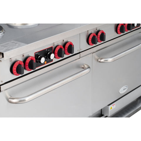 60 In. Commercial Electric Range with 10 Burners and 2 Standard Electric Ovens in Stainless Steel - 208V 3-Phase