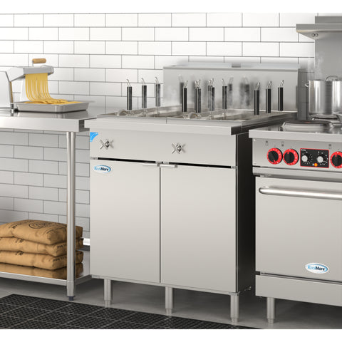 22-Gallon Natural Gas Pasta Cooker with 12 Baskets and 140,000 BTU in Stainless-Steel (KM-PC12-NG)