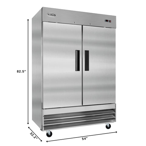 54 in. Two-Door Reach-In Refrigerator - 47 Cu Ft. RIR-2D-SS