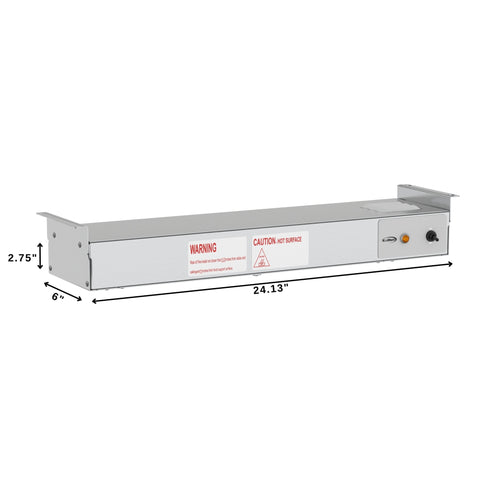 24 in. High Wattage Commercial Food Strip Warmer with Toggle Controls and Cord - 120V, 500W, UL Listed in Stainless-Steel (KM-WSTRIP-24)