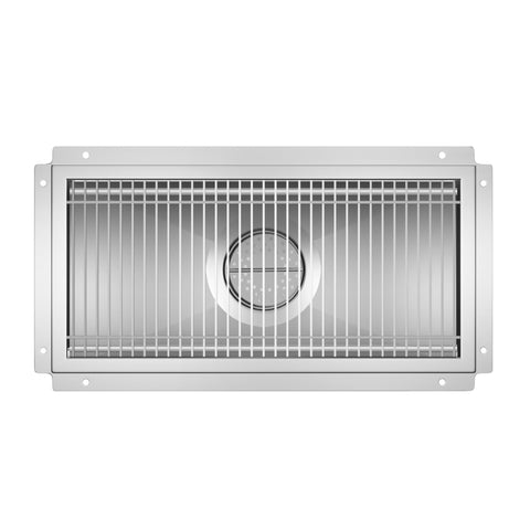 12" x 24" Stainless Steel Floor Trough Drain, 14-Gauge with Subway-Style Grating & Removable Drain Basket, NSF Listed (KM-FTG-1224)