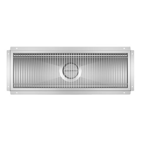 12" x 36" Stainless Steel Floor Trough Drain, 14-Gauge with Subway-Style Grating & Removable Drain Basket, NSF Listed (KM-FTG-1236)