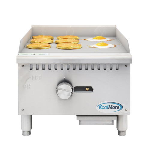 18 in. Natural Gas 1-Burner Griddle with 30,000 BTU in Stainless-Steel (KM-GG1-18M)