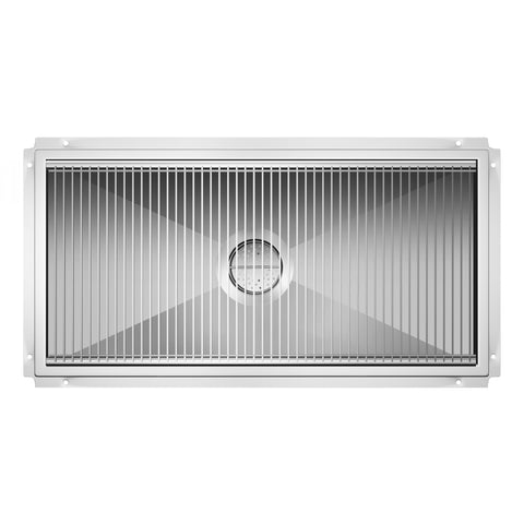 18" x 36" Stainless Steel Floor Trough Drain, 14-Gauge with Subway-Style Grating & Removable Drain Basket, NSF Listed (KM-FTG-1836)