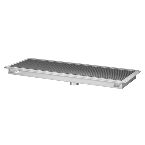 18" x 54" Stainless Steel Floor Trough Drain, 14-Gauge with Subway-Style Grating & Removable Drain Basket, NSF Listed (KM-FTG-1854)