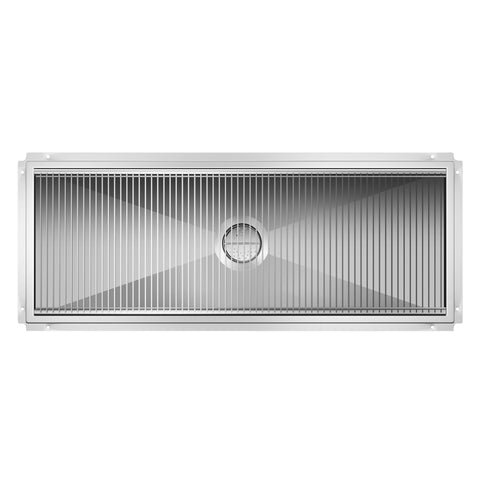 18" x 48" Stainless Steel Floor Trough Drain, 14-Gauge with Subway-Style Grating & Removable Drain Basket, NSF Listed (KM-FTG-1848)