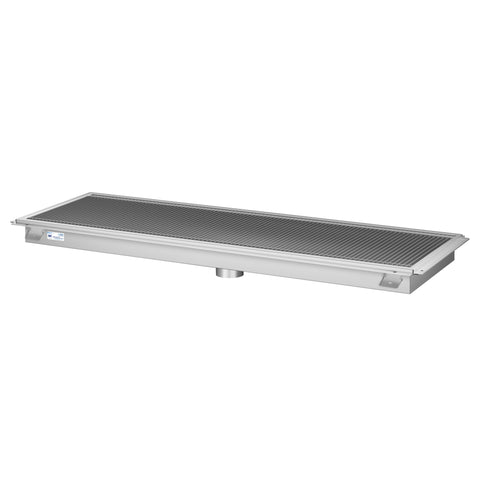 18" x 60" Stainless Steel Floor Trough Drain, 14-Gauge with Subway-Style Grating & Removable Drain Basket, NSF Listed (KM-FTG-1860)