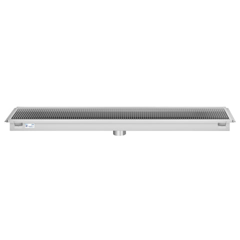 18" x 72" Stainless Steel Floor Trough Drain, 14-Gauge with Subway-Style Grating & Removable Drain Basket, NSF Listed (KM-FTG-1872)