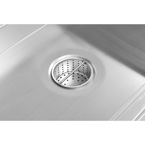 24" x 36" Stainless Steel Floor Trough Drain, 14-Gauge with Subway-Style Grating & Removable Drain Basket, NSF Listed (KM-FTG-2436)
