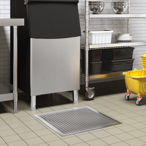 24" x 36" Stainless Steel Floor Trough Drain, 14-Gauge with Subway-Style Grating & Removable Drain Basket, NSF Listed (KM-FTG-2436)
