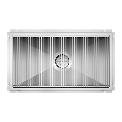 24" x 42" Stainless Steel Floor Trough Drain, 14-Gauge with Subway-Style Grating & Removable Drain Basket, NSF Listed (KM-FTG-2442)