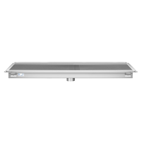 24" x 60" Stainless Steel Floor Trough Drain, 14-Gauge with Subway-Style Grating & Removable Drain Basket, NSF Listed (KM-FTG-2460)