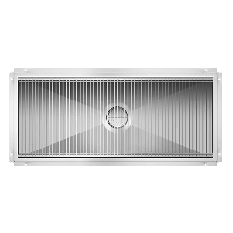 24" x 54" Stainless Steel Floor Trough Drain, 14-Gauge with Subway-Style Grating & Removable Drain Basket, NSF Listed (KM-FTG-2454)