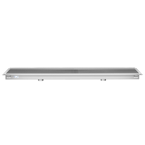 24" x 96" Stainless Steel Floor Trough Drain, 14-Gauge with Subway-Style Grating & Removable Drain Basket, NSF Listed (KM-FTG-2496)