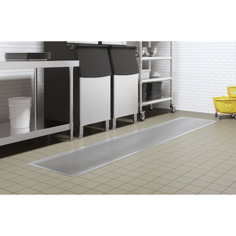 24" x 120" Stainless Steel Floor Trough Drain, 14-Gauge with Subway-Style Grating & Removable Drain Basket, NSF Listed (KM-FTG-24120)