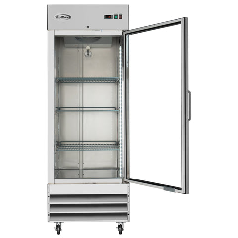 29 in. One Glass Door Reach-In Refrigerator, 21 Cu. Ft. in Stainless-Steel (RIR-1D-GD)