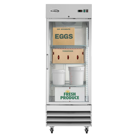 29 in. One Glass Door Reach-In Refrigerator, 21 Cu. Ft. in Stainless-Steel (RIR-1D-GD)