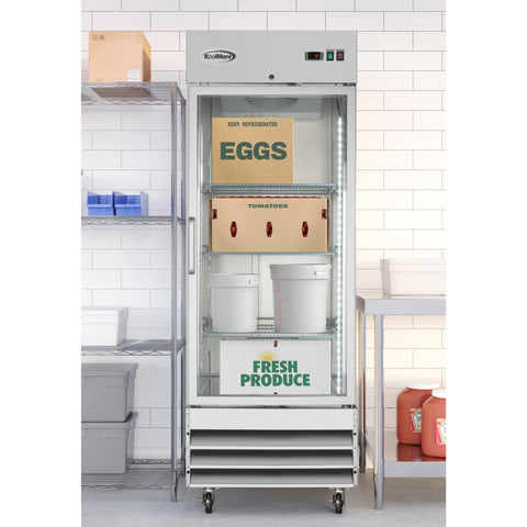 29 in. One Glass Door Reach-In Refrigerator, 21 Cu. Ft. in Stainless-Steel (RIR-1D-GD)