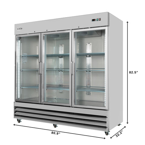 81 in. Three-Door Reach-In Refrigerator - 72 Cu Ft. RIR-3D-GD