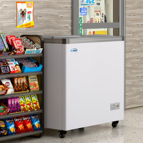 33 in. Flat Top Ice Cream Display Freezer, 7 cu. ft. Capacity in White (KM-ICD-7C)