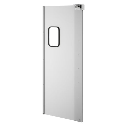 Commercial Single Aluminum Swinging Traffic Door with 9 In. x  14 In. Window - 36 In. x 84 In. Door Opening (KM-SWD36)