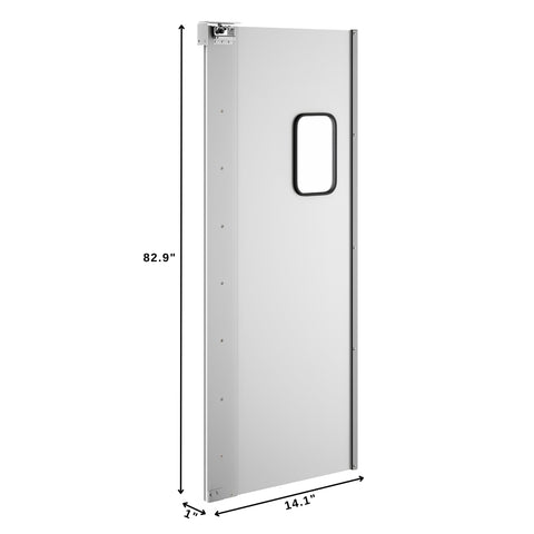 Commercial Single Aluminum Swinging Traffic Door with 9 In. x 14 In. Window - 30 In. x 84 In. Door Opening (KM-SWD30)